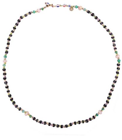 COLLIER CANDIES PERLES AFRICAINES NOIR & BLANC