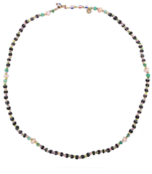 COLLIER CANDIES PERLES AFRICAINES NOIR & BLANC