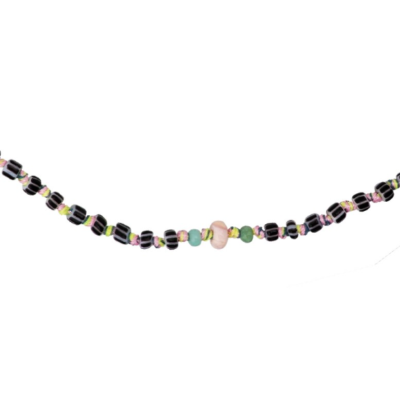 COLLIER CANDIES PERLES AFRICAINES NOIR & BLANC