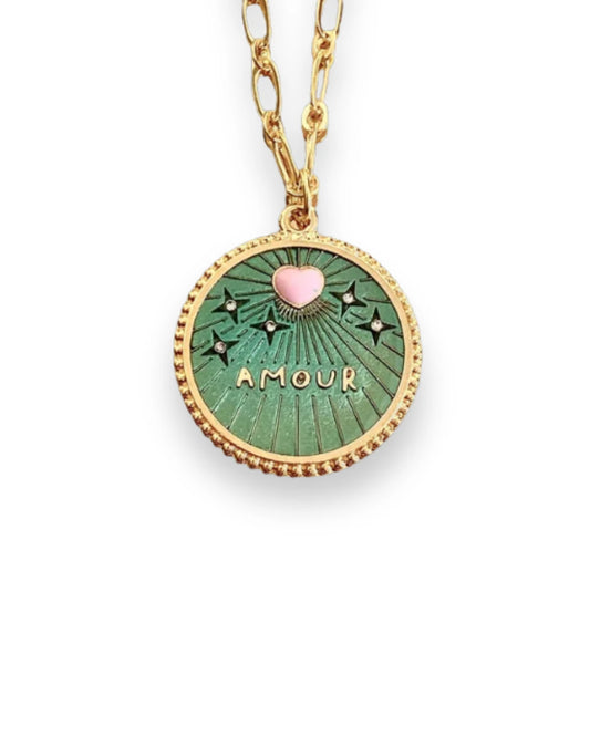 COLLIER AMOUR LAGOON COEUR ROSE